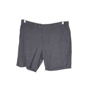 Abercrombie & Fitch Men Sz 34 Blue Linen Blend 7 In Inseam Flat Front Shorts